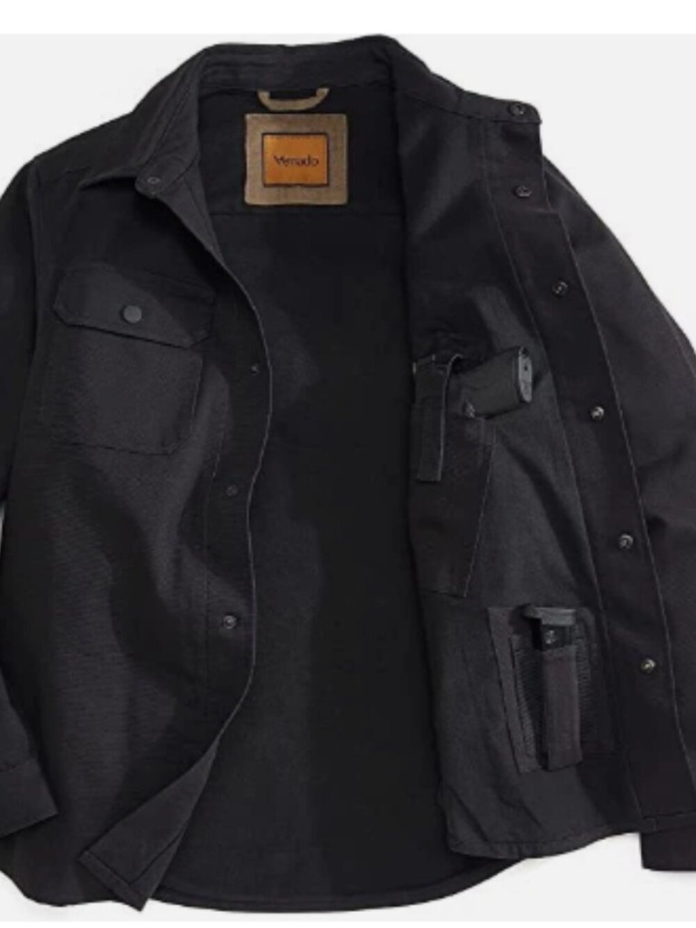 Concealed Carry Flannel Lined Canvas Shirt Jacket - Black